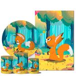 Kit Casado Veste Fácil Trio de Capas Cilindros + Painel Redondo + Painel Retangular Tema Raposa Baby 