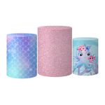 Trio De Capas Cilindros + Painel Retangular Horizontal Sereia Fundo do Mar