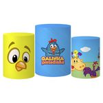 Trio Capas Cilindros + Painel Retangular Horizontal Galinha Pintadinha