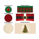 Trio Capas Cilindros + Painel Retangular Horizontal Feliz Natal 1