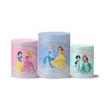 Trio De Capas Cilindros + Painel Retangular Horizontal Princesas