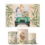Trio Capas Cilindros + Painel Retangular Horizontal Safari Baby