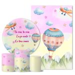 Kit Casado Veste Fácil Trio de Capas Cilindros + Painel Redondo + Painel Retangular Tema Tu Vens Rosa