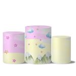 Kit Casado Veste Fácil Trio de Capas Cilindros + Painel Redondo + Painel Retangular Tema Tu Vens Rosa