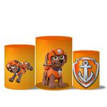 Kit Casado Veste Fácil Trio de Capas Cilindros + Painel Redondo + Painel Retangular Tema Zuma Patrulha Canina