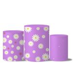 Trio Capas Cilindro Tema Margarida Lilas Veste Fácil