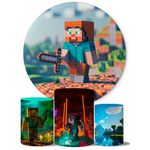 Trio Capas Cilindros + Painel Tema Minecraft 2 Veste Fácil