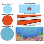 Trio Capas Cilindros + Painel Tema Nemo Veste Fácil C/ Elástico 