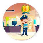 Painel Temático Policial Menina Veste Fácil C/ Elástico