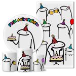 Trio Capas + Painéis Casado Flork Feliz Aniversário Veste Fácil