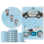 Trio Capas + Painéis Casado Tema Policial Baby