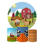 Trio Capas Cilindros + Painel Tema Fazendinha Country Veste Fácil 