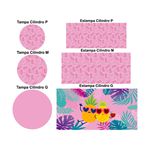 Trio Capas Cilindros + Painel Tema Farofa Rosa Veste Facil