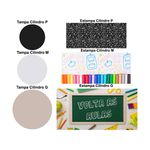 Trio Capas Cilindros + Painel Tema Volta ás Aulas 2 Veste Fácil