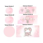 Trio Capas Cilindros + Painel Elefantinho Rosa Veste Fácil 