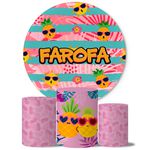 Trio Capas Cilindros + Painel Tema Farofa Rosa Veste Facil