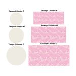 Trio Capas Cilindros + Painel Tema Boneca Kokeshi VesteFácil