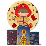 Trio Capas Cilindros + Painel Tema Bombeiro Veste Fácil