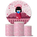 Trio Capas Cilindros + Painel Tema Boneca Kokeshi VesteFácil
