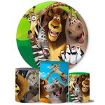 Trio Capas Cilindros + Painel Tema Madagascar Veste Fácil