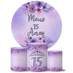 Trio Capas Cilindros + Painel Tema Meus 15 Anos Lilás Veste Fácil