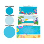 Trio Capas Cilindros + Painel Tema Pool Party Piscina Veste Fácil 
