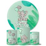Trio Capas Cilindros + Painel Tema Elefante Verde Veste Fácil