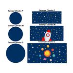 Trio Capas Cilindros + Painel Tema Astronauta Cometas Veste Fácil