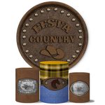 Trio Capas Cilindros + Painel Tema Festa Country Veste Fácil