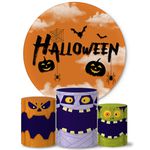 Trio Capas Cilindros + Painel Tema Halloween Doces ou Travessuras Veste Fácil 