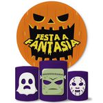 Trio Capas Cilindros + Painel Tema Halloween Festa à Fantasia Veste Fácil