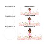 Trio Capas Cilindros + Painel Tema Bailarina Floral 2 Veste Fácil
