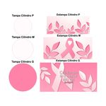Trio Capas Cilindros + Painel Tema Outubro Rosa Veste Fácil