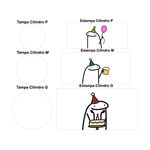 Trio Capas Cilindros + Painel Tema Flork Feliz Aniversário Veste Fácil