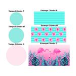 Trio Capas Cilindros + Painel Tema Flamingo Tropical Veste Fácil
