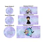 Trio Capas Cilindros + Painel Tema Wandinha Cute Lilás Veste Fácil