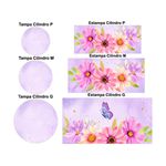 Trio Capas Cilindros + Painel Tema Floral Borboletas Veste Fácil