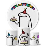 Trio Capas Cilindros + Painel Tema Flork Feliz Aniversário Veste Fácil