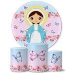 Trio Capas Cilindros + Painel Tema Virgem Maria Cute Veste Fácil