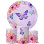 Trio Capas Cilindros + Painel Tema Floral Borboletas Veste Fácil