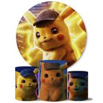 Trio Capas Cilindros + Painel Tema Pikachu Pokemon Veste Fácil