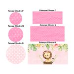 Trio Capas Cilindros + Painel Tema Safari Rosa Veste Fácil