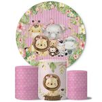 Trio Capas Cilindros + Painel Tema Safari Rosa Veste Fácil