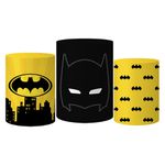 Trio Capas Cilindro Tema Batman Herói Veste Fácil C/ Elástico