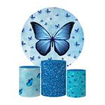 Trio Capas Cilindros + Painel Tema Borboleta Azul Veste Fácil 