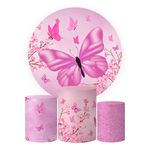 Trio Capas Cilindros + Painel Tema Borboleta Rosa Veste Fácil 