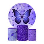 Trio Capas Cilindros + Painel Tema Borboleta Roxa Veste Fácil 