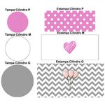 Trio Capas Cilindros + Painel Tema Elefante Rosa Veste Fácil