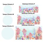 Trio Capas Cilindros + Painel Tema Fundo do Mar Veste Fácil