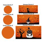 Trio Capas Cilindros + Painel Tema Halloween Assustador Veste Fácil 